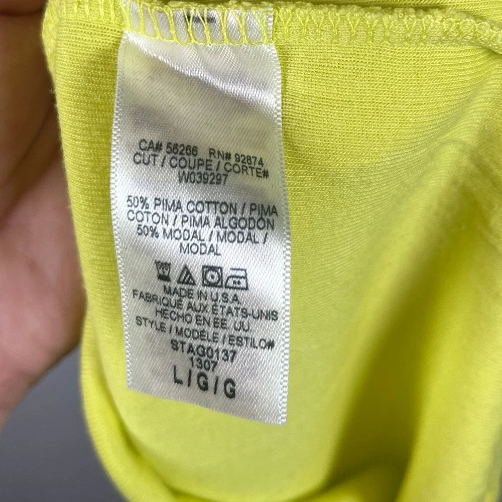 Splendid Pima Cotton Modal Long Sleeve Turtleneck Top Neon Yellow Large